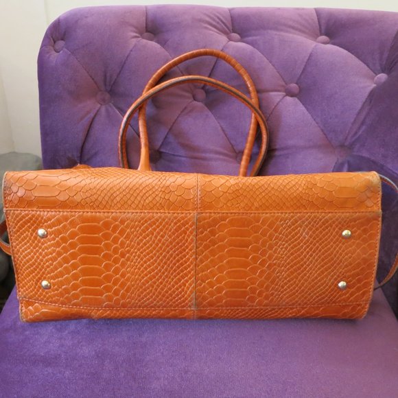 Calvin Klein Leather Bag, Orange Crocodile pattern - Picture 8 of 11